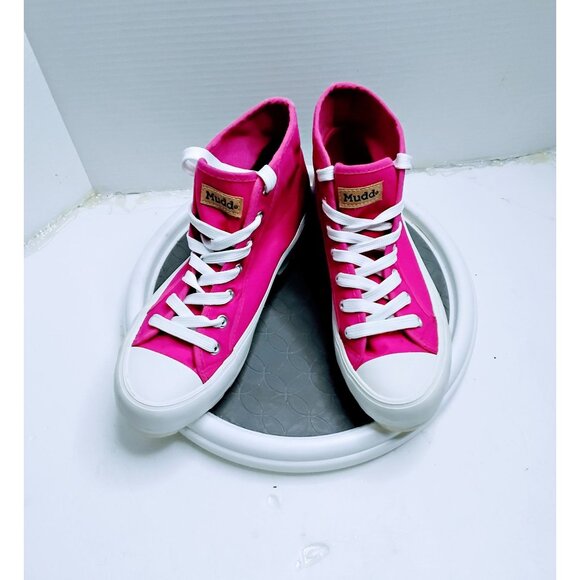 Mudd Pink High Top Sneakers Womens Size 8.5 Canvas Lace-Up Casual Shoes - Picture 2 of 7